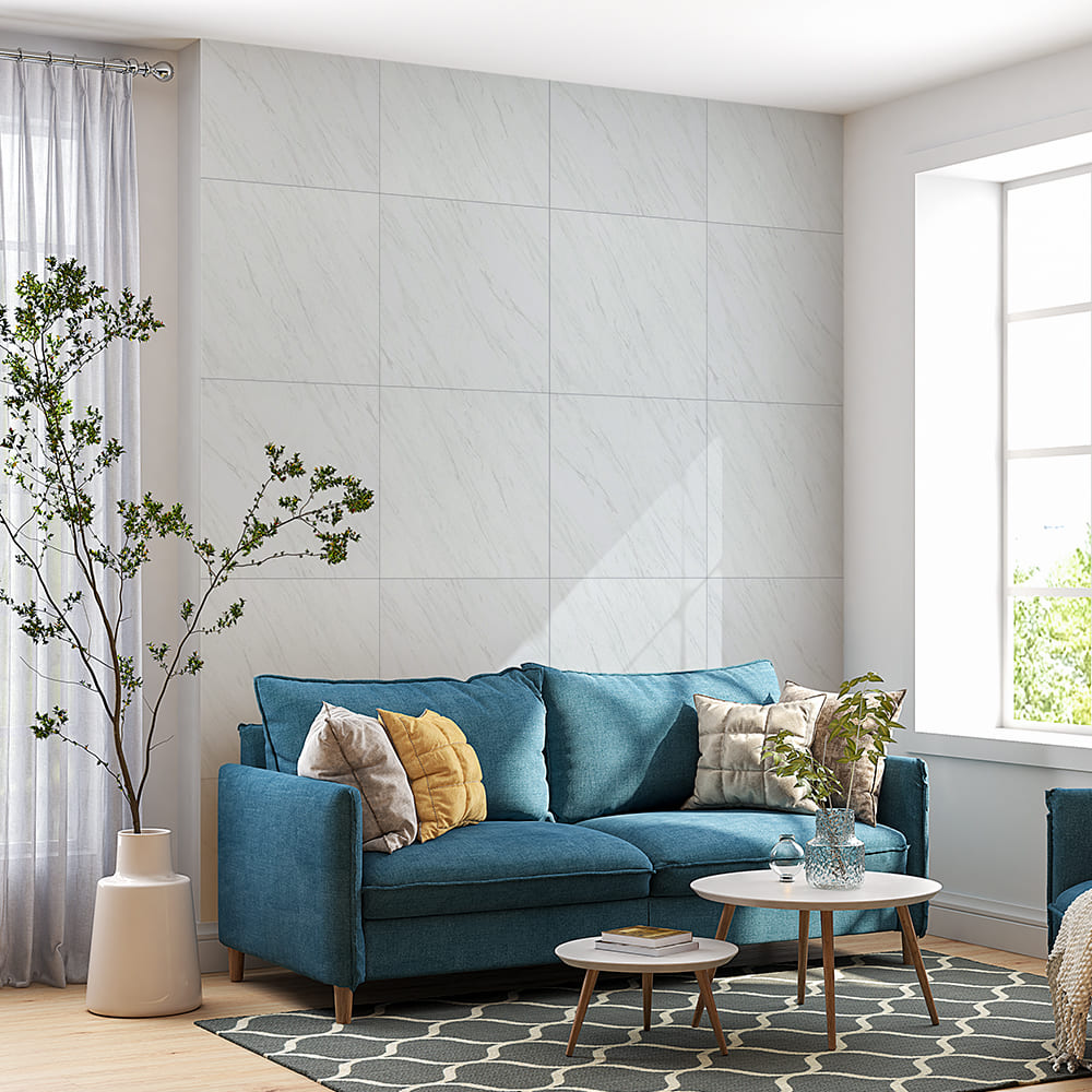 Панель декоративная из ПВХ белый мрамор 600х600х3 мм