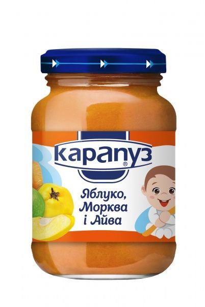 Пюре Карапуз Яблуко, морква та айва 200 г 4820012000142  