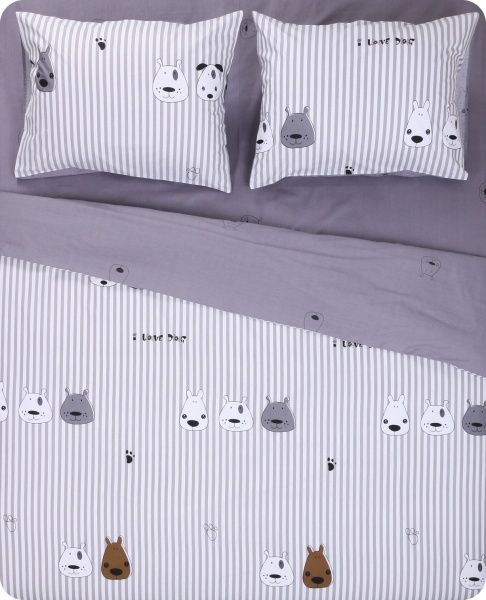 Комплект постільної білизни Happy dogs двоспальний різнокольоровий принт La Nuit 