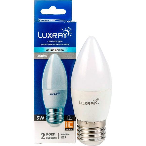 Лампа світлодіодна Luxray 5 Вт C37 матова E27 220 В 4200 К LX442-B35-2705 