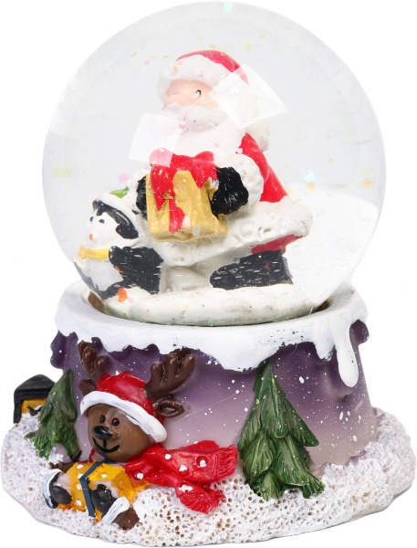 Куля новорічна Дід Мороз із пінгвіном 6,5х9 см EPI-ZYM18149 