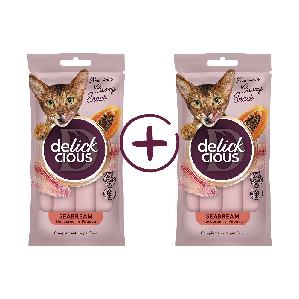 Ласощі для котів DELICKCIOUS дорада і папая, 1+1, 4х15 г