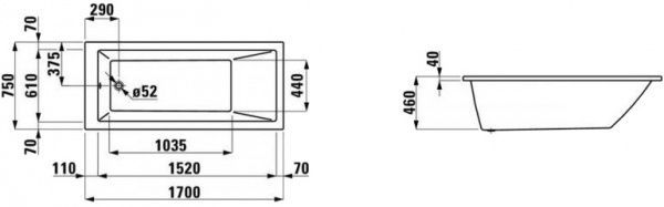 Ванна акрилова Laufen Pro 170x75 Pro H2379500000001