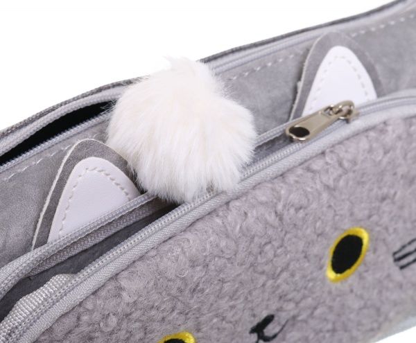 Пенал шкільний на блискавці Миле кошеня сірий
