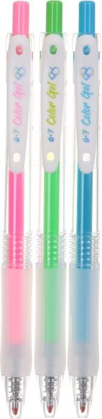 Набор ручек флуоресцентные гелевые голубая + салатовая + розовая 3 шт. 