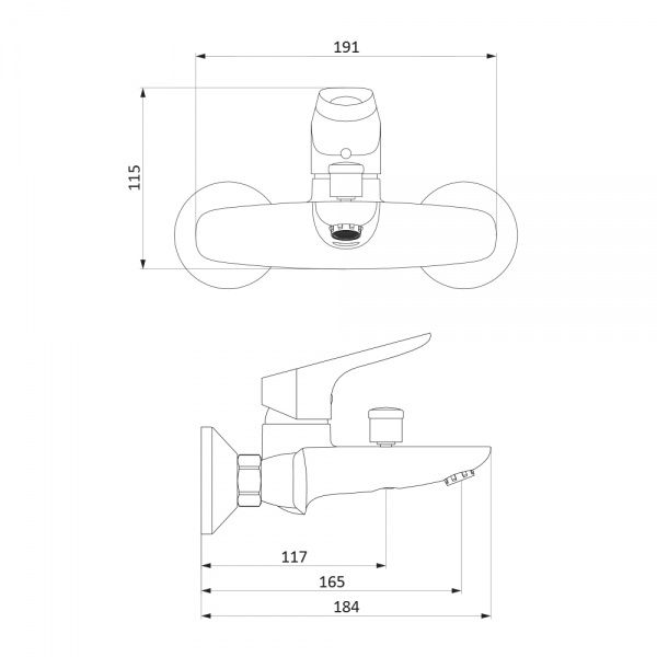 Смеситель для ванны/душа Damixa Origin Bit 771000200, белый