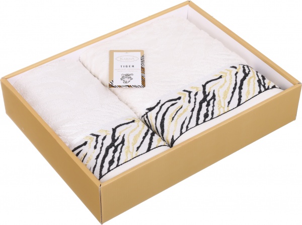 Набор полотенец Tiger 2 шт. нежно-кремовый Karna 