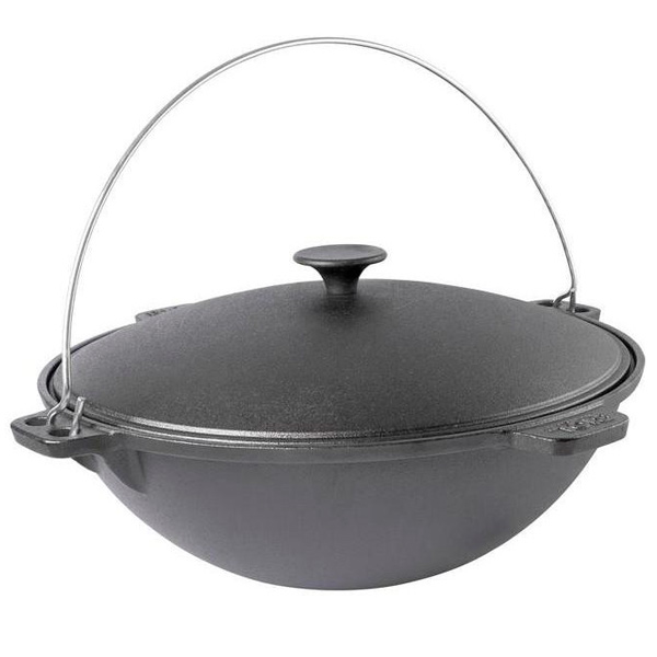 Казан Biol ø370 мм 220 мм 9 л татарський чавунний з дужкою та кришкою 0909