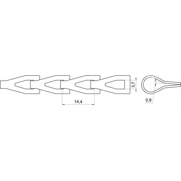 Ланцюг 0,9 мм 1 м декоративний штампований цинк DIN 5279