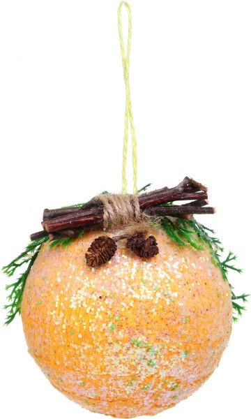 Ялинкова іграшка Казкова куля середня жовта 