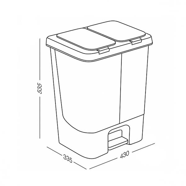 Ведро с педалью MVM 40 л светло-серый/серый BIN-05 (20+20L) LIGHT GRAY/GRAY