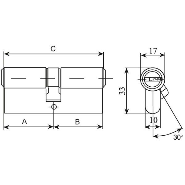 Цилиндр RDA 40/30 70 мм античная латунь