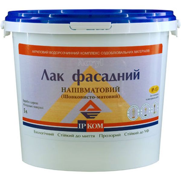 Лак фасадный ИР-15 ІРКОМ шелковистый мат 10 л