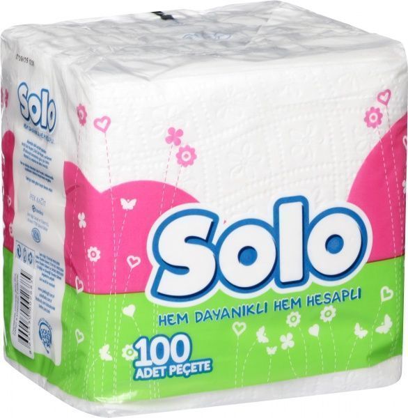Салфетки столовые Solo Супер 30х30 см белые 100 шт.