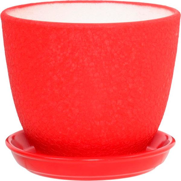 Горщик керамічний Оріана-Запоріжкераміка Кедр №2 шовк червоний круглий 2,2л червоний (019-2-123) 