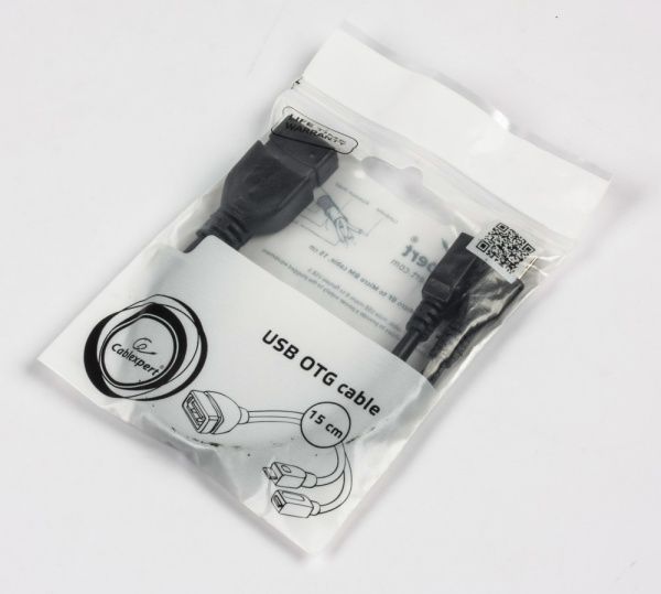 Кабель Cablexpert 0,15 м чорний (A-OTG-AFBM-04) OTG USB2.0, A-мама/micro B-тато 