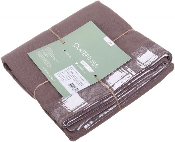 Скатертина капучіно з рамкою клітка 140x180 см капучино Домашній текстиль 