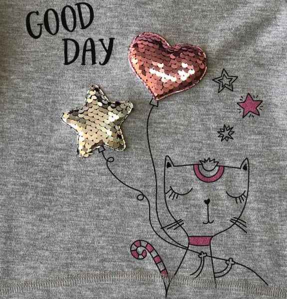 Джемпер Roksana 1067/22005 Сердце пайетки р.98-104 серый 