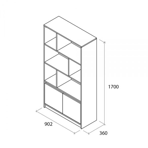 Книжный шкаф Aqua Rodos Loft белый / серый 