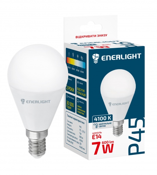 Лампа светодиодная Enerlight 7 Вт P45 матовая E14 220 В 4100 К P45E147SMDNFR 