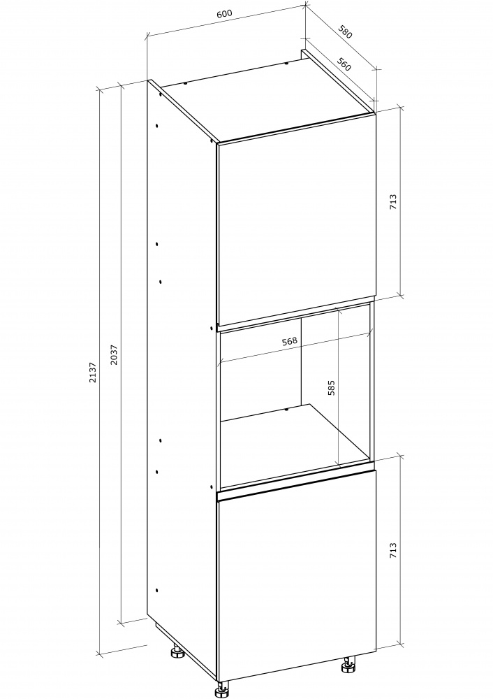 Шкаф-пенал под духовку ШДР 60/214 МС Джетта дуб сонома/графит Грейд