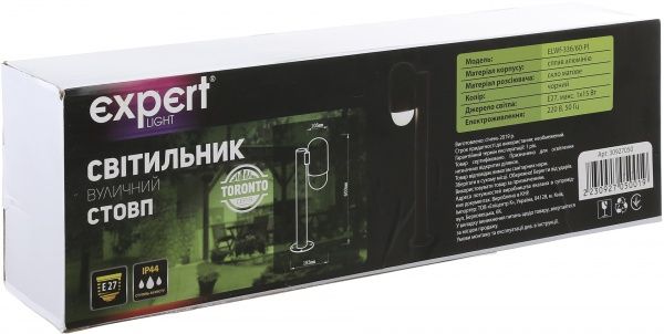 Ліхтарний стовп Expert Toronto ELWf-336/60-Pl E27 15 Вт IP44 чорний 