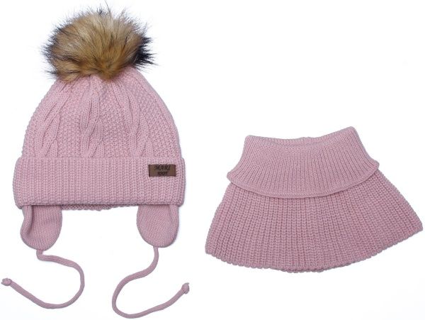 Комплект шапка + снуд Mari-Knit 0843 р.48-50 светлая пудра 