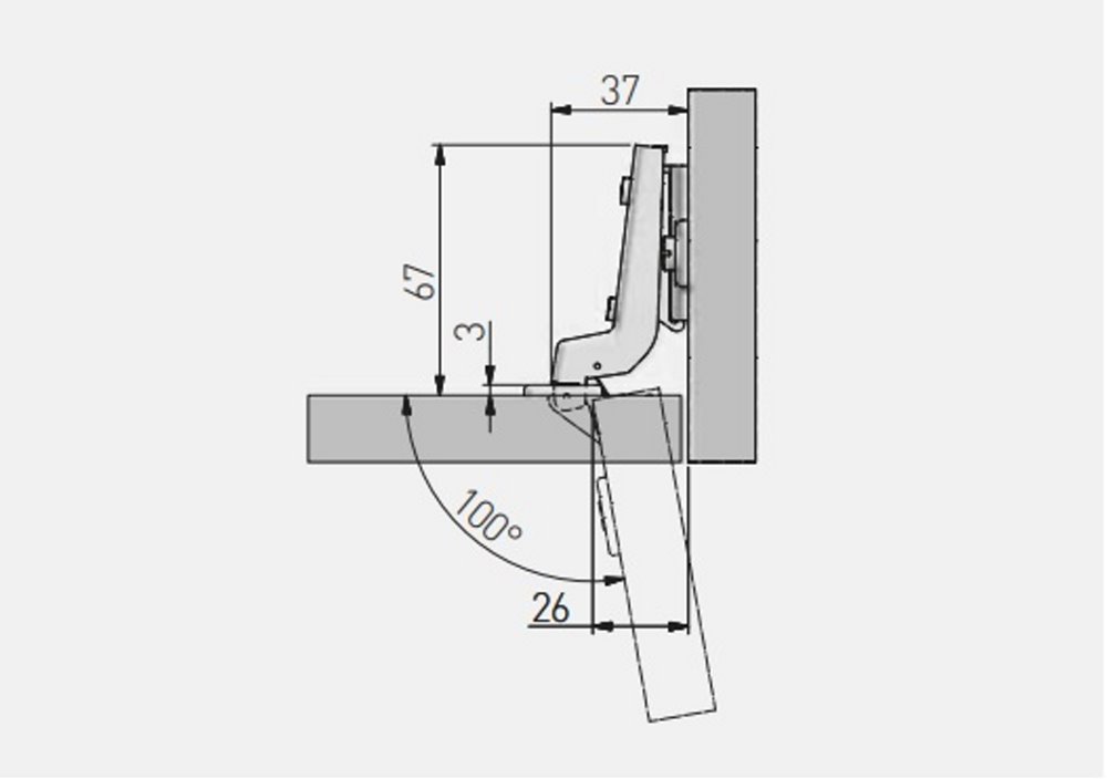 Петля внутренняя GTV 100° Clip-On без доводчика ZP-CONL07-BE