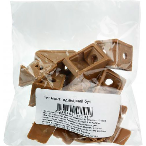 Кутник монтажний одинарний бук 10 шт DC