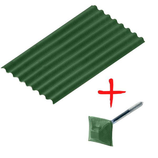 Лист бітумний Ондулін DIY 2000 х 760 мм зелений + 16 цвяхів