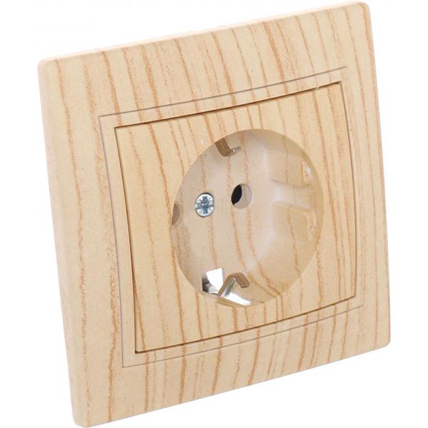 Розетка із заземленням Lezard Mira без кришки дуб вибілений матовий 701-5252-122B
