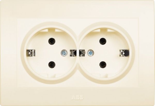 Розетка двойная с заземлением ABB Cosmo без шторок кремовый 632-010300-907