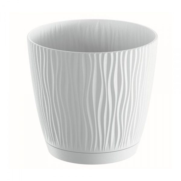 Горшок для цветов Prosperplast SANDY 170 мм с подставкой круглый 4,43л белый (26774-449) 