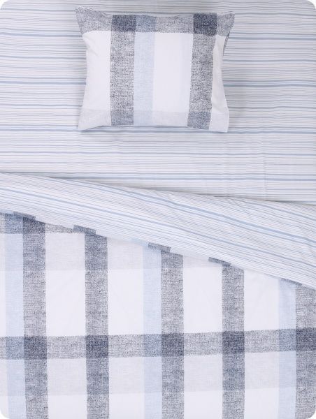 Комплект постельного белья Серая клетка 1,5 серый 