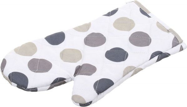 Набір кухонний Прихватка та рукавиця Горох бежевий білий із бежевим 