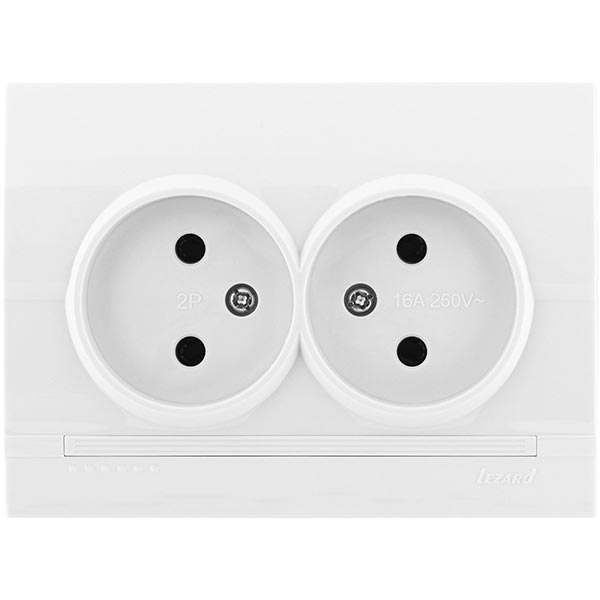 Розетка подвійна без заземлення Lezard Deriy 16 А 250 В без шторок білий