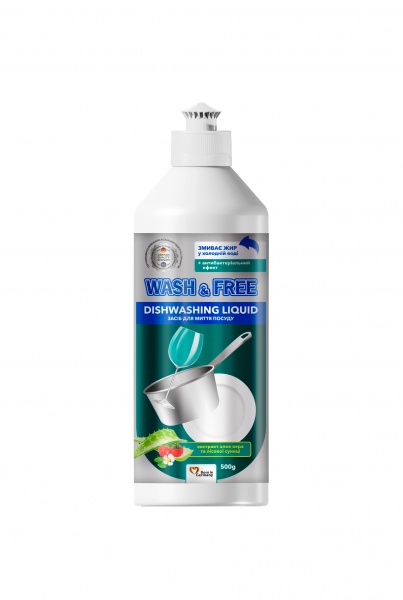Жидкость для ручного мытья посуды Wash&Free Экстракт алоэ вера и клубники 0,5л