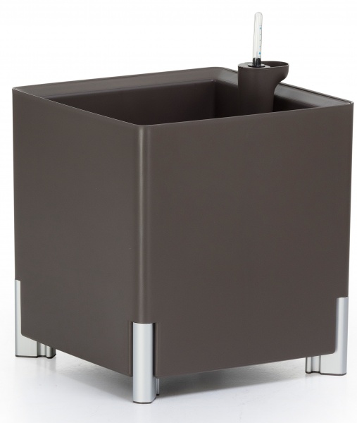 Горщик пластиковий Mondum Медітеранео 40x45x36 см (ніжки срібні /чорні) квадратний 36 л сірий 