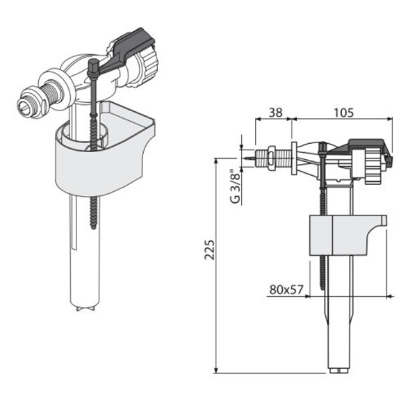 Впускний механізм Alcaplast A16 3/8