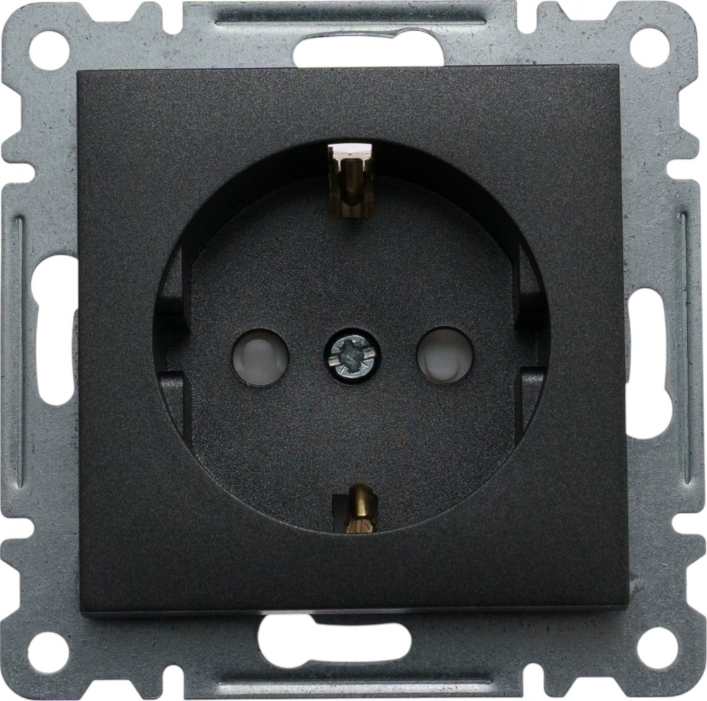 Механізм розетки із заземленням Makel Karea зі шторками IP20 димчастий 57050058