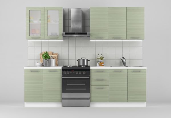 Кухня Грейд Эльва штрокс олива МДФ 2 м 