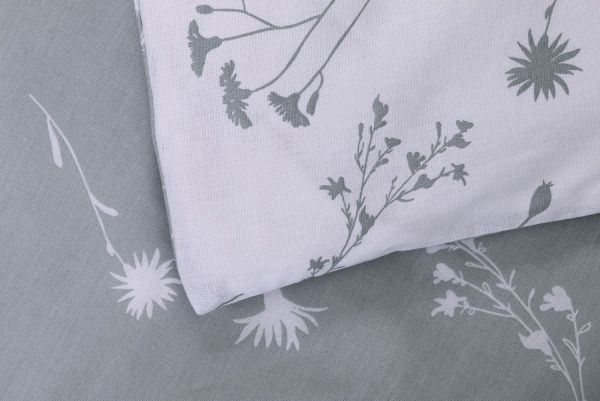 Комплект постільної білизни Польові Квіти світло-сірий із білим Homeline 