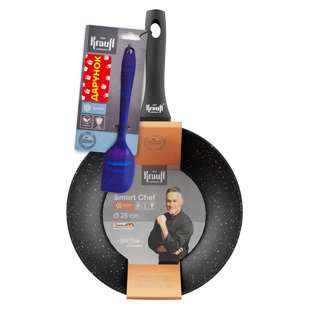Сковорода wok Krauff 28 см + лопатка кулінарна 25-45-192