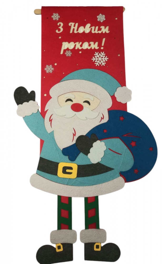 Декор из фетра Аплі Краплі Санта на флаге 2 мм 70x38 см в ассортименте