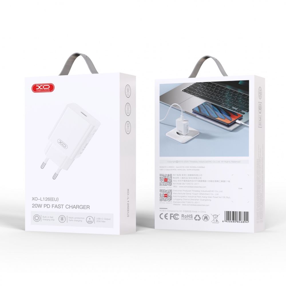 Сетевое зарядное устройство Xo L126 20W USB-C White (L126.white)