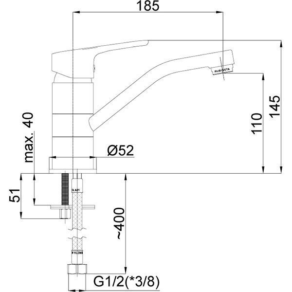 Змішувач для умивальника Rubineta Uno N90001