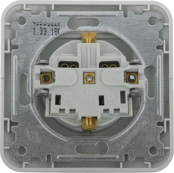 Розетка с заземлением Makel Lillium Natural без шторок без крышки серебристый