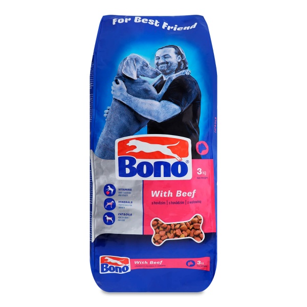 Корм сухой для взрослых собак для всех пород Bono с говядиной 10 кг