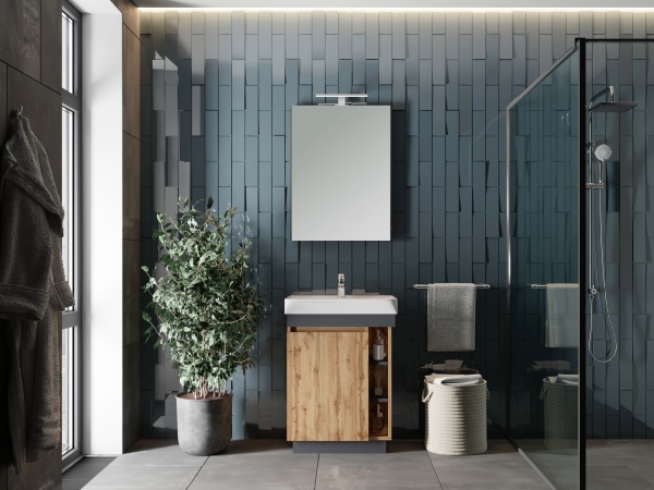 Тумба напольная ЮВЕНТА Utah Ut-45 дуб вотан с умывальником Neon-45