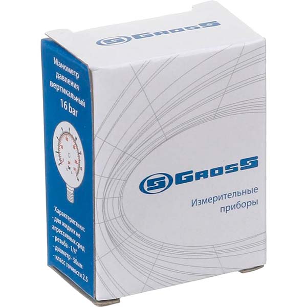Манометр Gross вертикальний 50 мм, 16.0 Bar